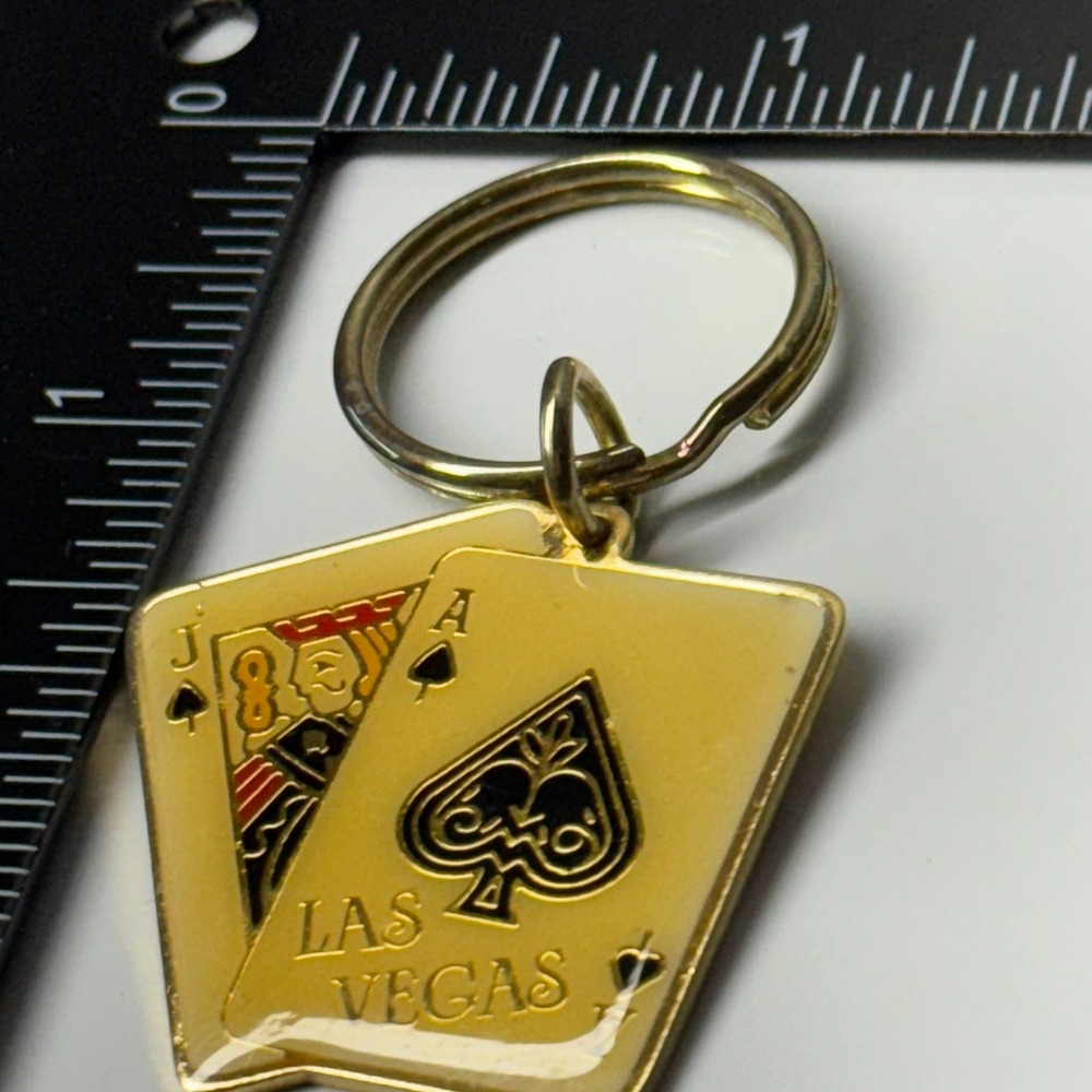 Las Vegas‎ Ace Playing Card Keychain Vintage Circus Circus Souvenir Gold Tone